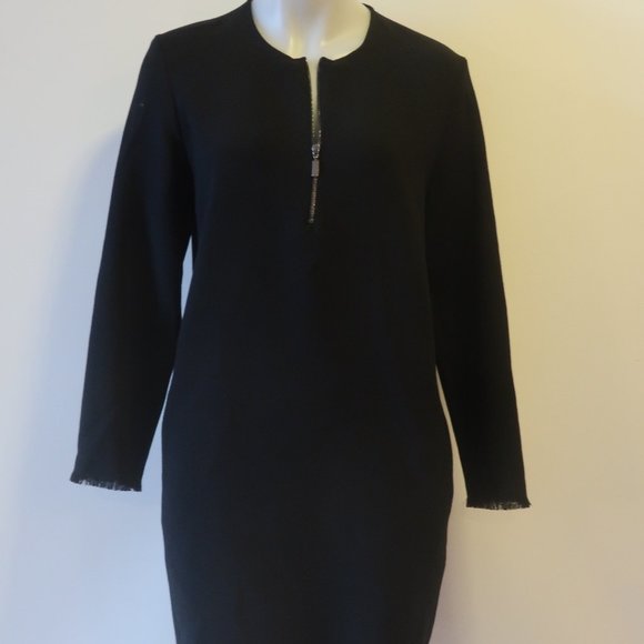 *NWT Womens Antonelli Firenze Black Wool Blend Shift Dress 40 US/4 - Picture 7 of 13